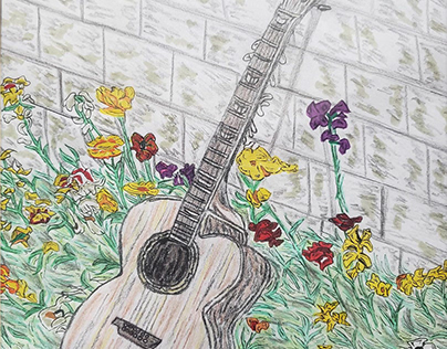 Guitar with flowers