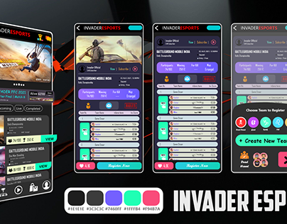 E-sports App UI Design Light/Dark Theme Invader Esports