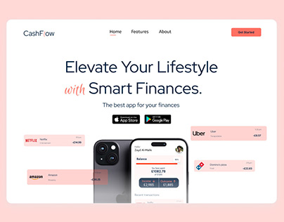 Project thumbnail - Finance App Landing Page and Mobile App - Cashflow