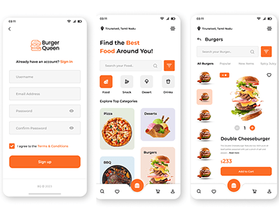 Designed UI for Food Ordering App