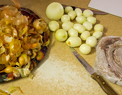 Peeling Onions.