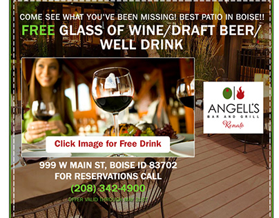 Free drink from Angell’s Bar and Grill email campaign