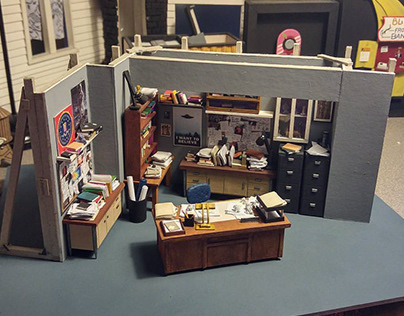 "Mulder's Office" - paper, foam, wood, plastic, acrylic