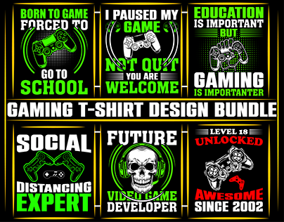 gaming t-shirt design bundle for game lover.