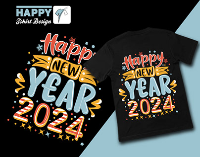 HAPPY NEE YEAR 2024 TYPOGRAPHY T-SHIRT DESIGN