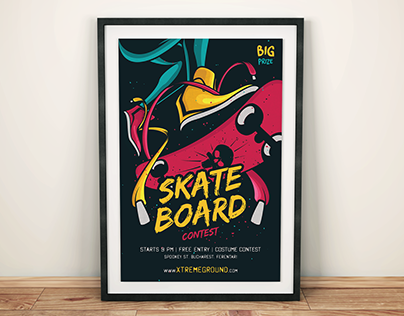 Skateboard Illustration Poster