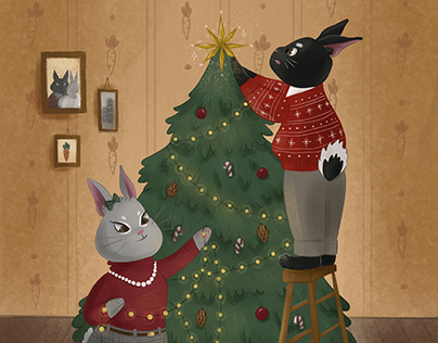 "Christmas for Two" series of illustrations