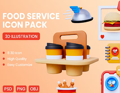 Fast Food Service 3D Icon