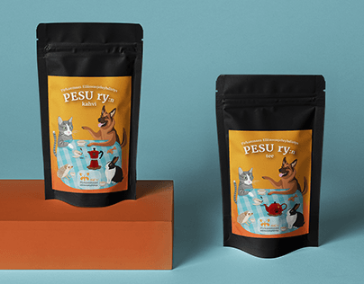 Coffee and Tea bag label illustration - PESU ry