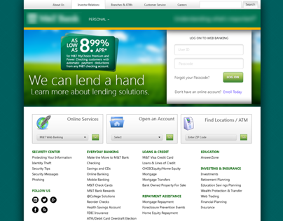 Bank Home page