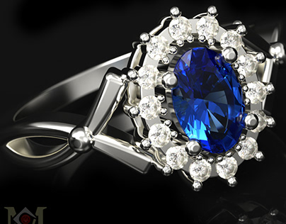 Sapphire and diamond halo ring