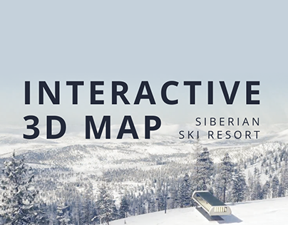 Interactive 3D map of siberian ski resort. Concept.