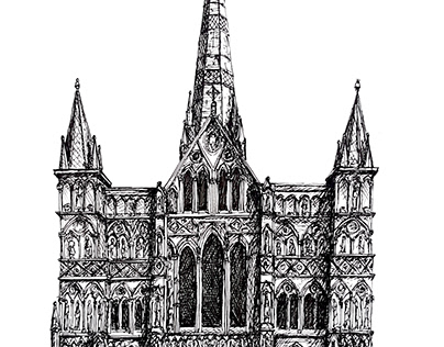 Salisbury Cathedral pen drawing