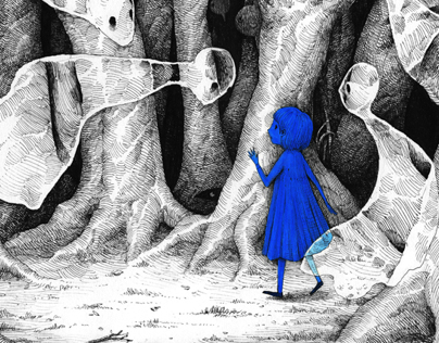Bluegirl in the dark forest