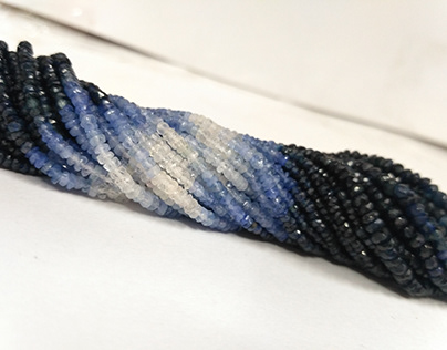 Blue Sapphire Shaded Faceted Rondelle Gemstone Beads