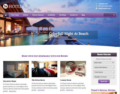 5 Star WordPress Hotel Reservation System Theme