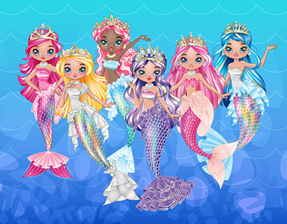 Vector illustrations for Mermaid Princess Ball Playset