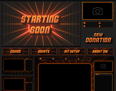 Animated Twitch Overlay | Retro Grid Stream Package