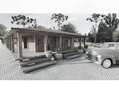 Projeto 3D sugestivo de casa de campo