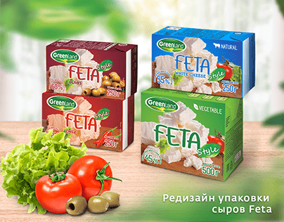 Редизайн упаковки сыров Feta GreenLand.
