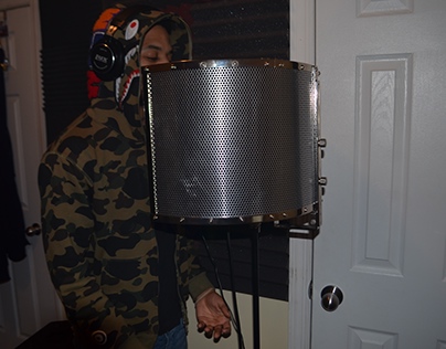 a client recording his music