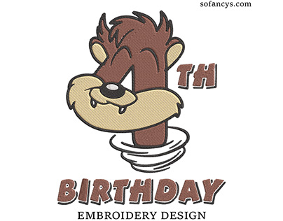 4th Birthday Taz Embroidery Designs