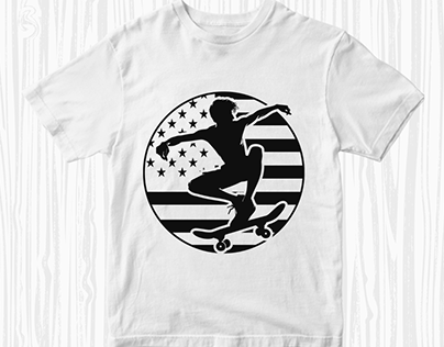 Funny Usa Flag Skateboarding T-Shirt Design