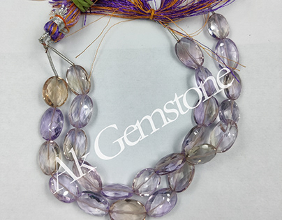 Natural Purple Ametrine Oval Briolette Gemstone Beads