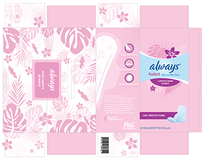 Always sanitary pad multipurpose packaging design