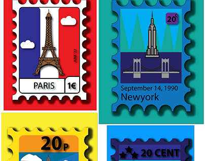 Popular City/Places Postage Stamp Illustrations