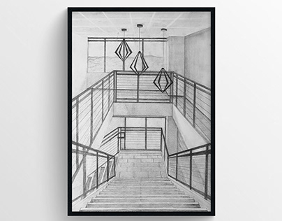 Stairs in Perspective Drawing