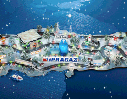Snowy scene of Ipragaz products through Turkey map