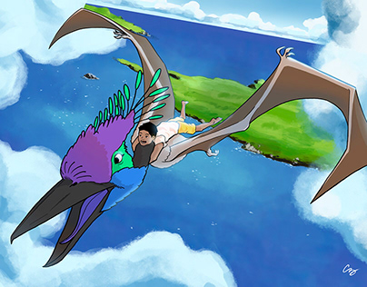 Evan Rides a Pteranodon!