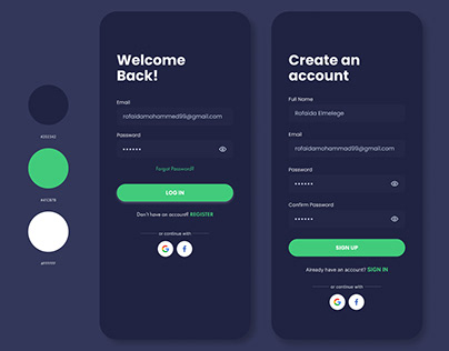 Daily UI Challenge (Sign up/ Sign in screens)
