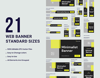 Set of minimal web banner template design
