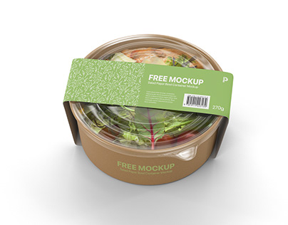Free Salad Paper Bowl Container Mockup