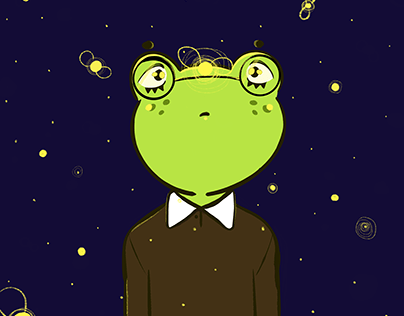 Frog in Night Illustration