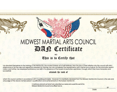 D.A.N. Certificate designed for the MMAC.