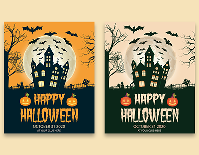 Halloween party poster template design Halloween banner