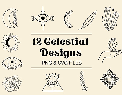 12 Celestial PNG/SVG Designs