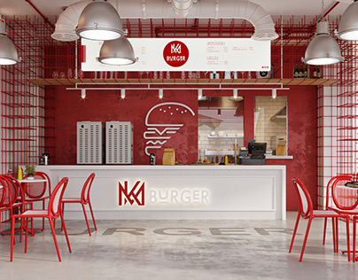 MK BURGER industrial Cafe, Interior Design