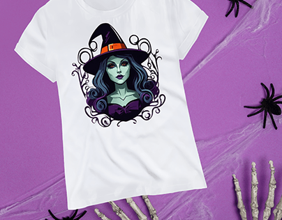 Green Halloween Witch T-Shirt Designs