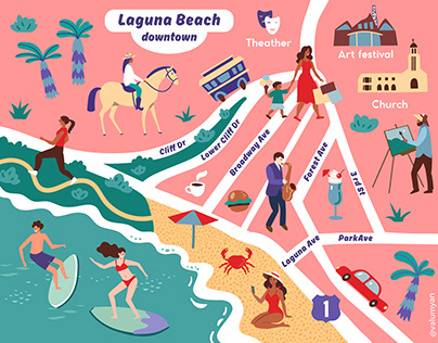 Laguna Beach. illustrated map