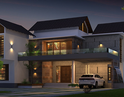 EXTERIOR HOUSE DESIGN (night and day mode)