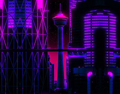 Calgary Dreamscape: A Purple Haze of Towering Wonder