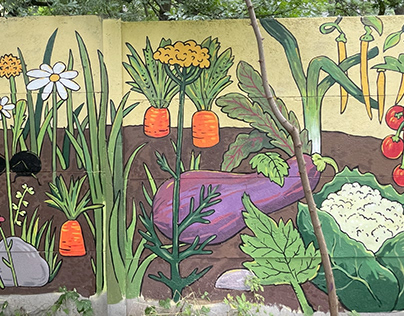 Mural worhshops in comunity garden