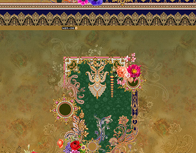 Pakistani Kurti digital design flower pattern
