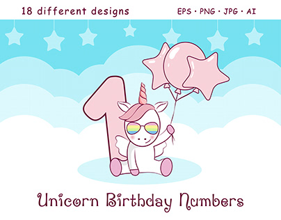Unicorn Birthday Numbers Bundle