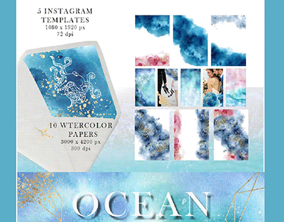 Ocean watercolor collection