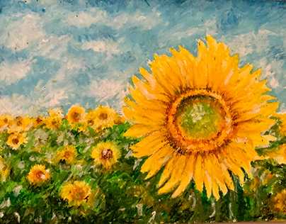 Sunflower with my hand painting